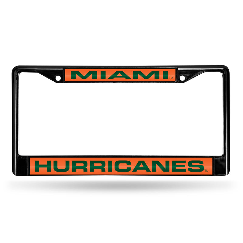 Miami Hurricanes Black Laser Chrome 12 x 6 License Plate Frame