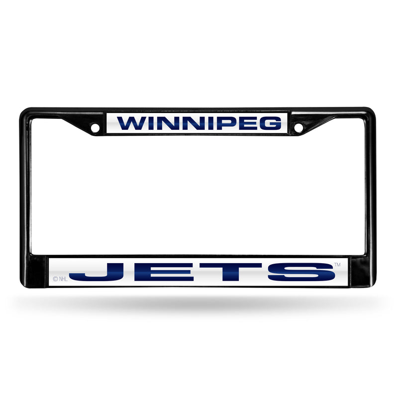 Winnipeg Jets Black Laser Chrome 12 x 6 License Plate Frame