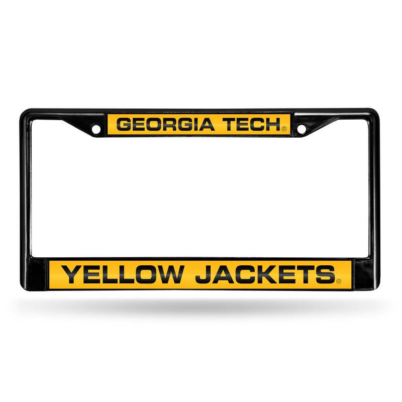 Georgia Tech Yellow Jackets Black Laser Chrome 12 x 6 License Plate Frame