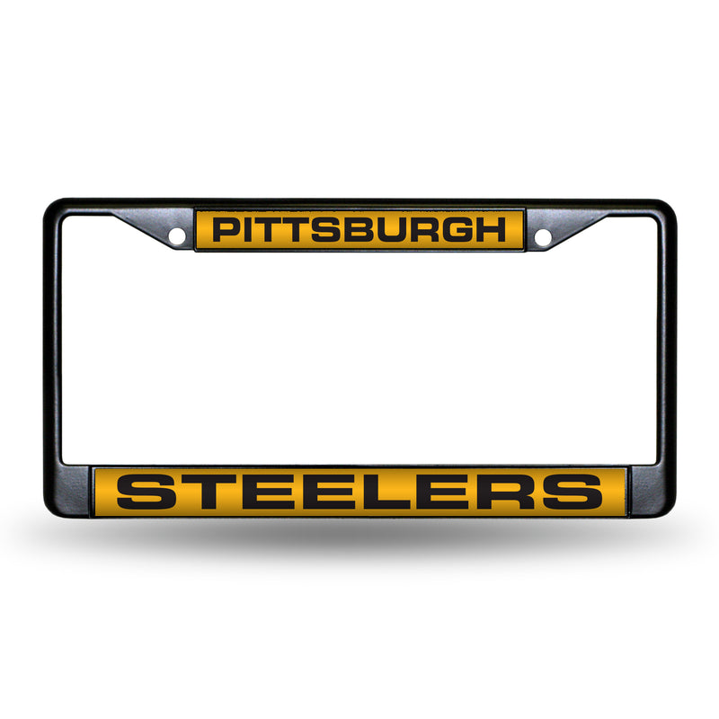 Pittsburgh Steelers Black Laser Chrome 12 x 6 License Plate Frame