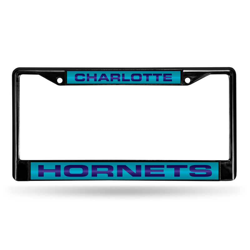 Charlotte Hornets Black Laser Chrome 12 x 6 License Plate Frame
