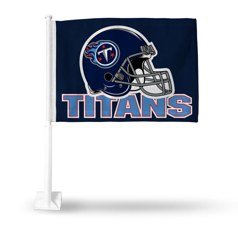 NFL Tennessee Titans Helmet Logo Double Sided Car Flag -  16" x 19" - Strong Pole that Hooks Onto Car/Truck/Automobile By Rico Industries