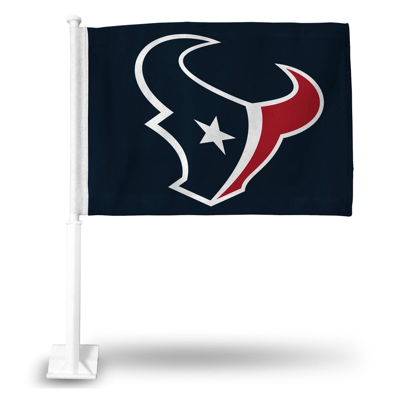 NFL Houston Texans Double Sided Car Flag -  16" x 19" - Strong Pole that Hooks Onto Car/Truck/Automobile By Rico Industries