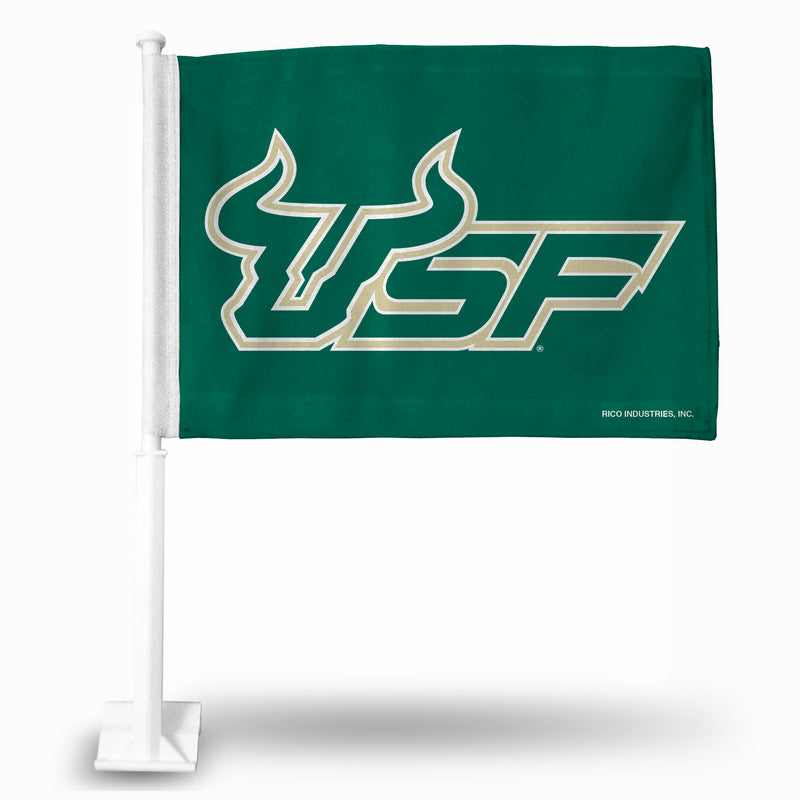 NCAA South Florida Bulls Double Sided Car Flag -  16" x 19" - Strong Pole that Hooks Onto Car/Truck/Automobile By Rico Industries