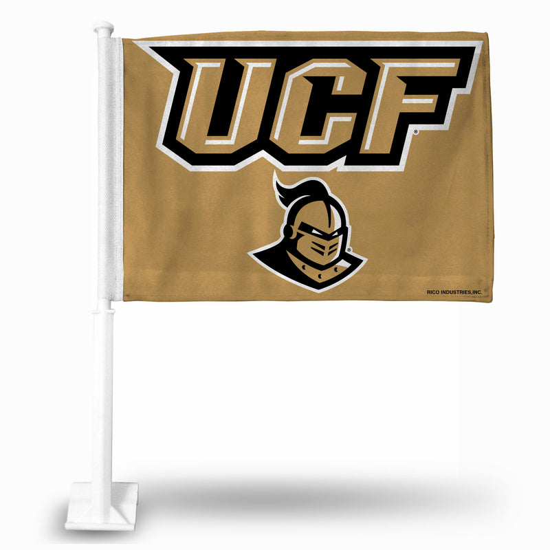 NCAA Central Florida Knights Double Sided Car Flag -  16" x 19" - Strong Pole that Hooks Onto Car/Truck/Automobile By Rico Industries