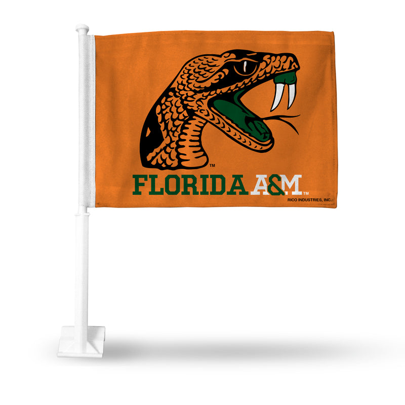 NCAA Florida A&M Rattlers Double Sided Car Flag -  16" x 19" - Strong Pole that Hooks Onto Car/Truck/Automobile By Rico Industries