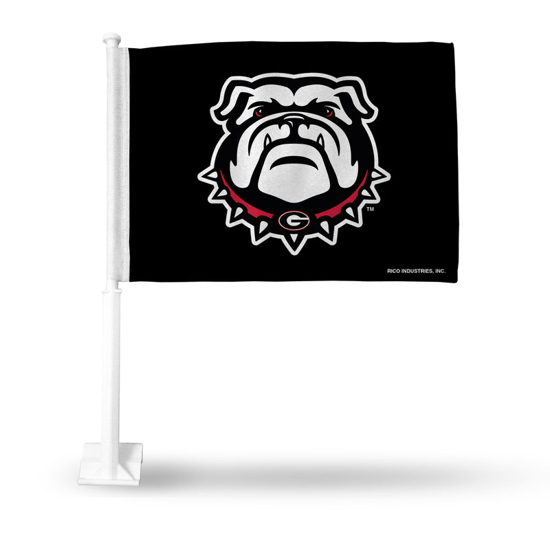 NCAA Georgia Bulldogs Double Sided Car Flag -  16" x 19" - Strong Pole that Hooks Onto Car/Truck/Automobile By Rico Industries