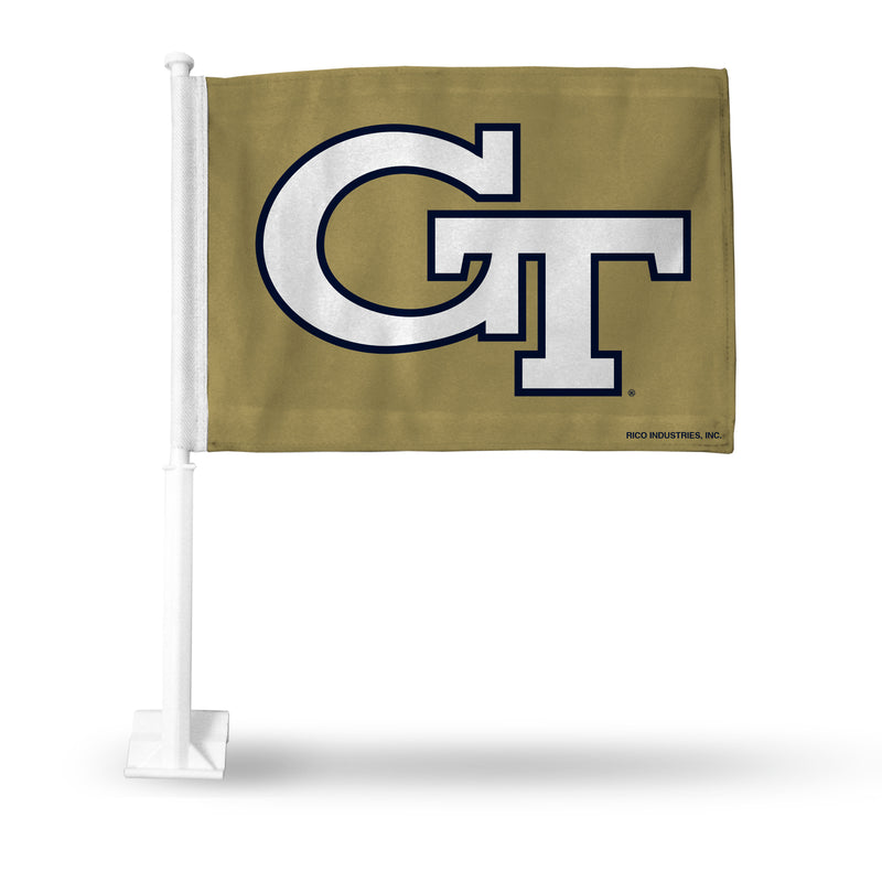 NCAA Georgia Tech Yellow Jackets Double Sided Car Flag -  16" x 19" - Strong Pole that Hooks Onto Car/Truck/Automobile By Rico Industries