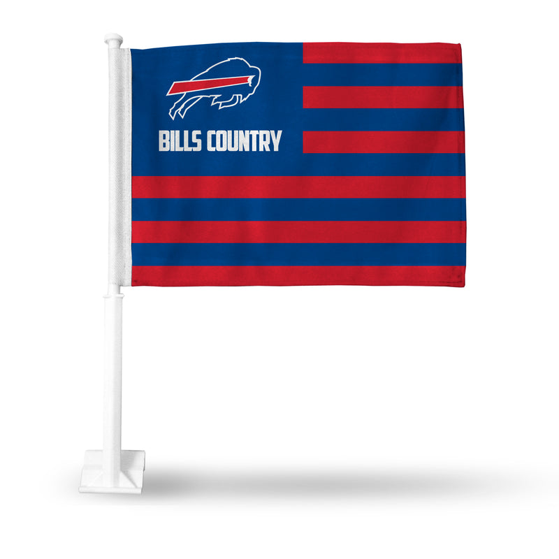 NFL Buffalo Bills Double Sided Car Flag -  16" x 19" - Strong Pole that Hooks Onto Car/Truck/Automobile By Rico Industries