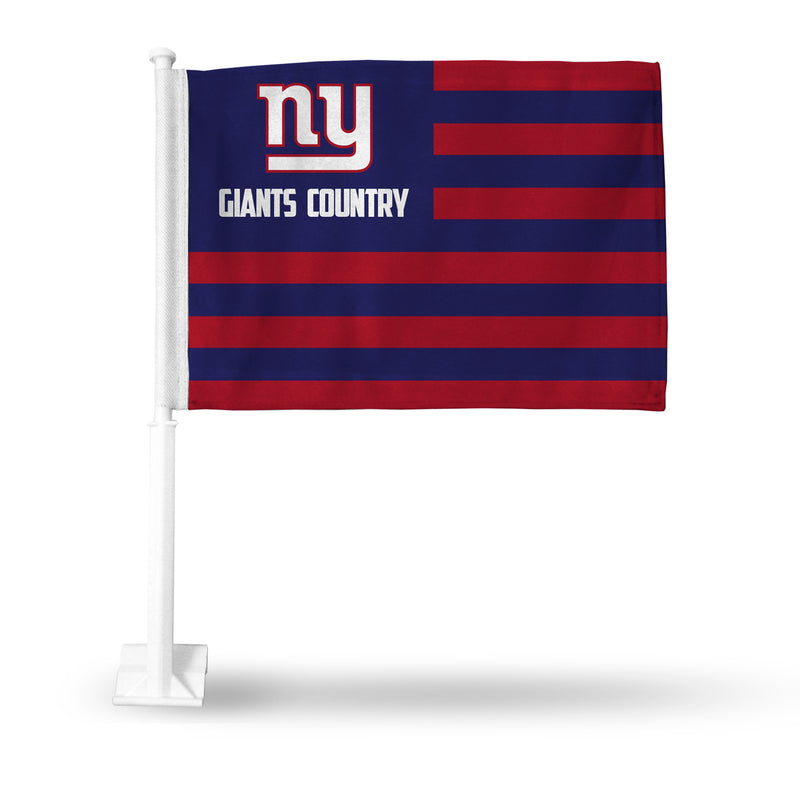 NFL New York Giants Double Sided Car Flag -  16" x 19" - Strong Pole that Hooks Onto Car/Truck/Automobile By Rico Industries