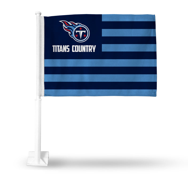 NFL Tennessee Titans Double Sided Car Flag -  16" x 19" - Strong Pole that Hooks Onto Car/Truck/Automobile By Rico Industries