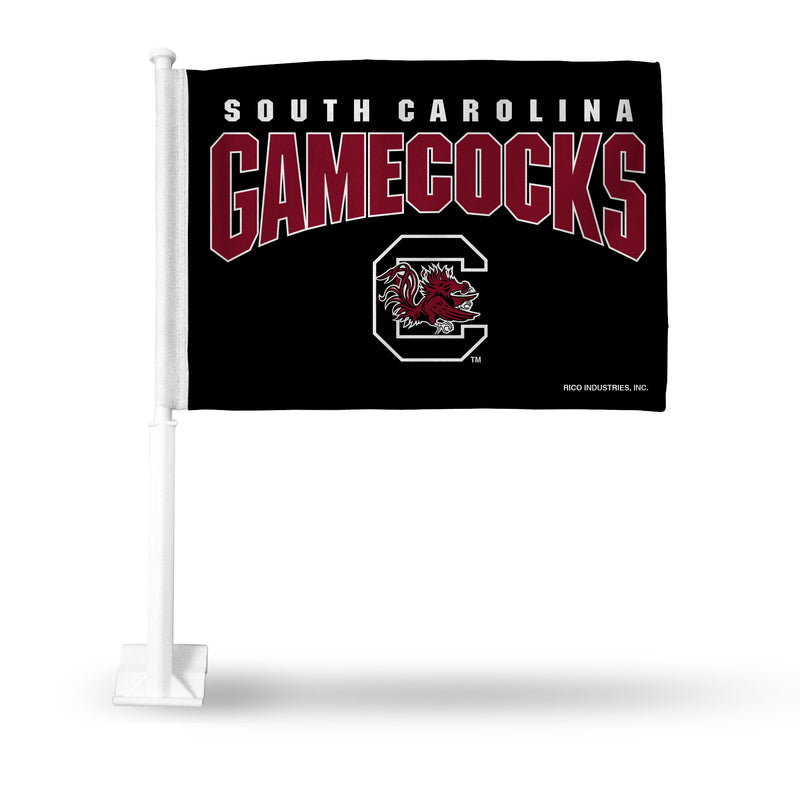 NCAA South Carolina Gamecocks Double Sided Car Flag -  16" x 19" - Strong Pole that Hooks Onto Car/Truck/Automobile By Rico Industries