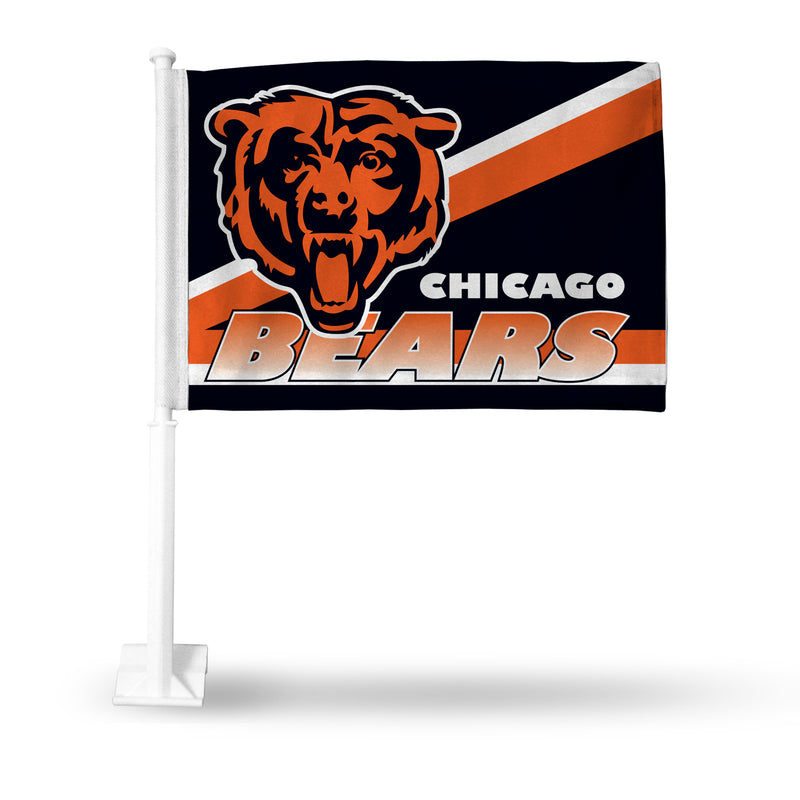 NFL Chicago Bears Double Sided Car Flag -  16" x 19" - Strong Pole that Hooks Onto Car/Truck/Automobile By Rico Industries