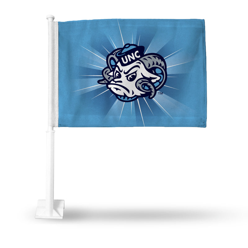 NCAA North Carolina Tar Heels Double Sided Car Flag -  16" x 19" - Strong Pole that Hooks Onto Car/Truck/Automobile By Rico Industries