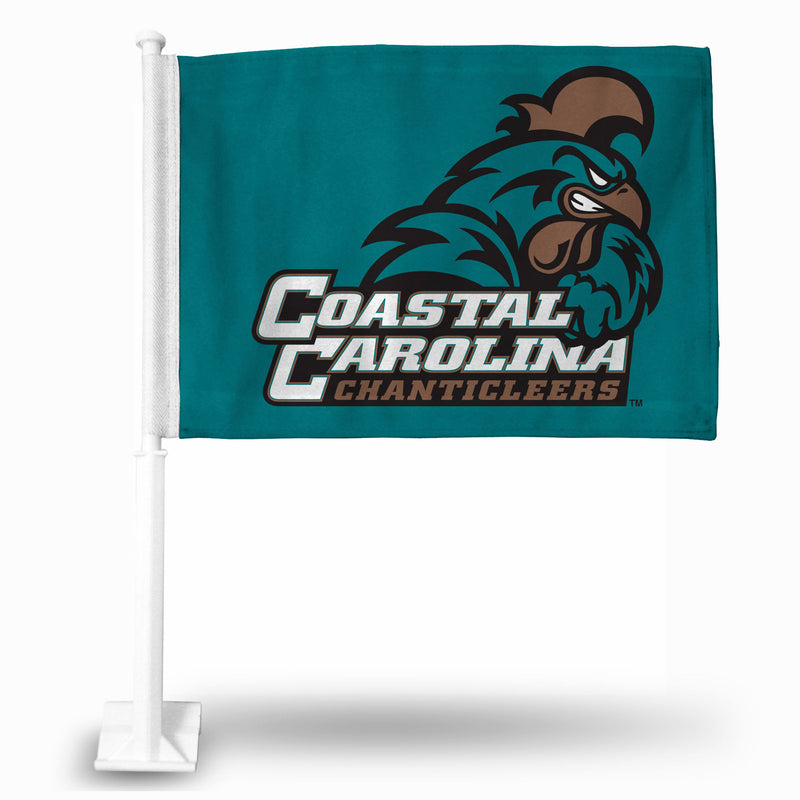 NCAA Coastal Carolina Chanticleers Double Sided Car Flag -  16" x 19" - Strong Pole that Hooks Onto Car/Truck/Automobile By Rico Industries