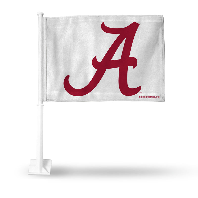 NCAA Alabama Crimson Tide Double Sided Car Flag -  16" x 19" - Strong Pole that Hooks Onto Car/Truck/Automobile By Rico Industries