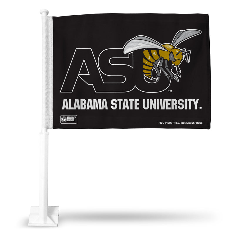 NCAA Alabama State Hornets Double Sided Car Flag -  16" x 19" - Strong Pole that Hooks Onto Car/Truck/Automobile By Rico Industries