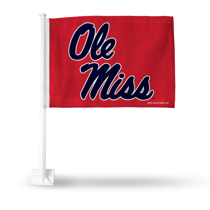 Ole Miss Red With Navy Blue Script Car Flag