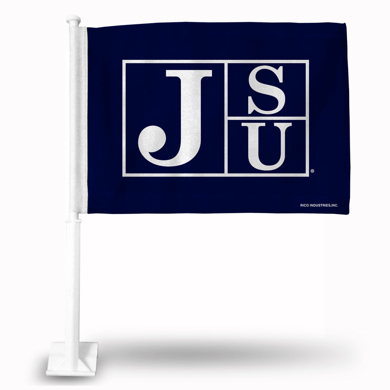 NCAA Jackson State Tigers Double Sided Car Flag -  16" x 19" - Strong Pole that Hooks Onto Car/Truck/Automobile By Rico Industries