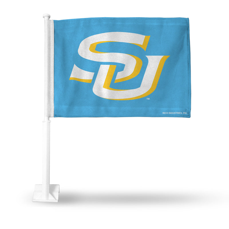 NCAA Southern Jaguars Double Sided Car Flag -  16" x 19" - Strong Pole that Hooks Onto Car/Truck/Automobile By Rico Industries