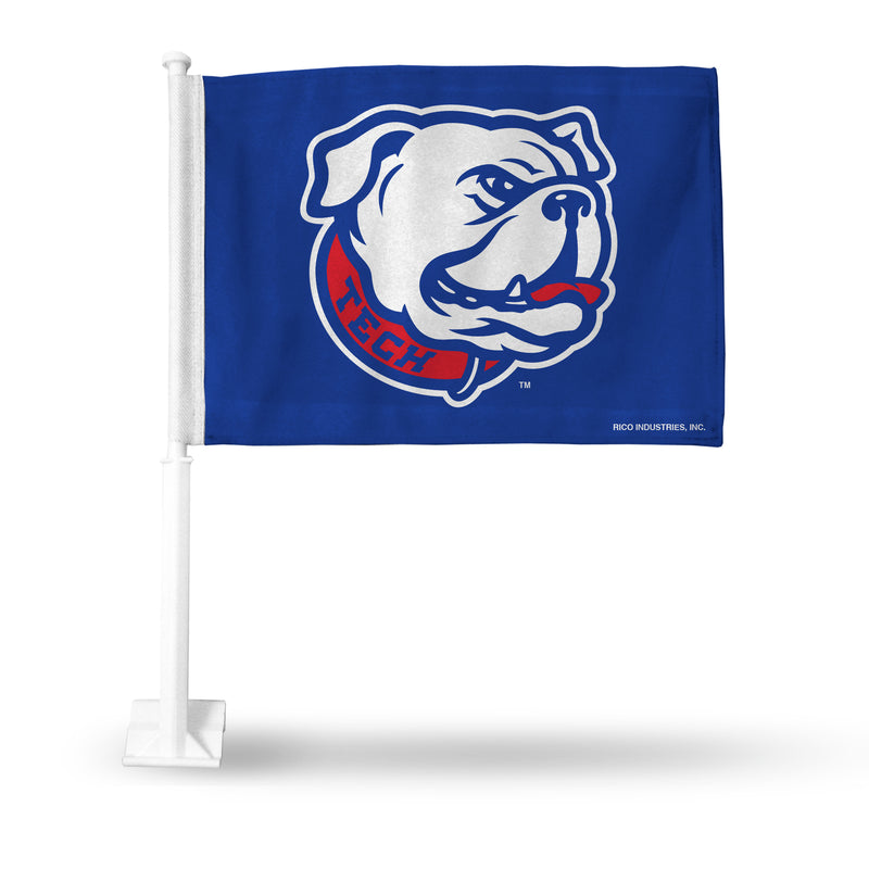 NCAA Louisiana Tech Bulldogs Double Sided Car Flag -  16" x 19" - Strong Pole that Hooks Onto Car/Truck/Automobile By Rico Industries