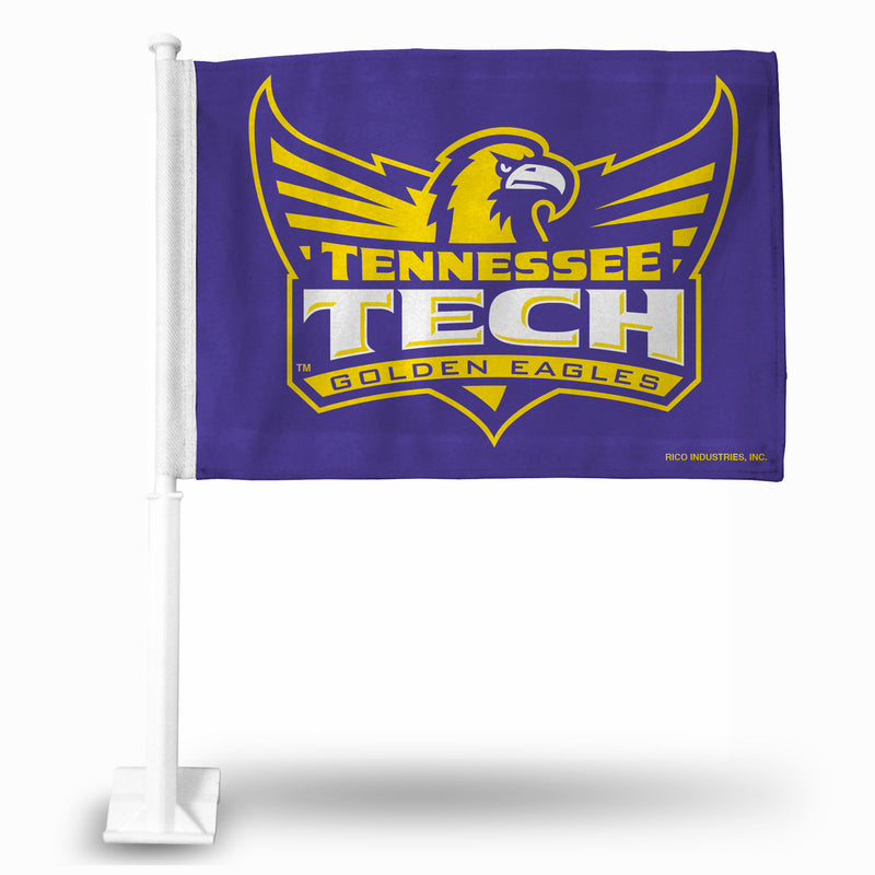 NCAA Tennessee Tech Golden Eagles Double Sided Car Flag -  16" x 19" - Strong Pole that Hooks Onto Car/Truck/Automobile By Rico Industries