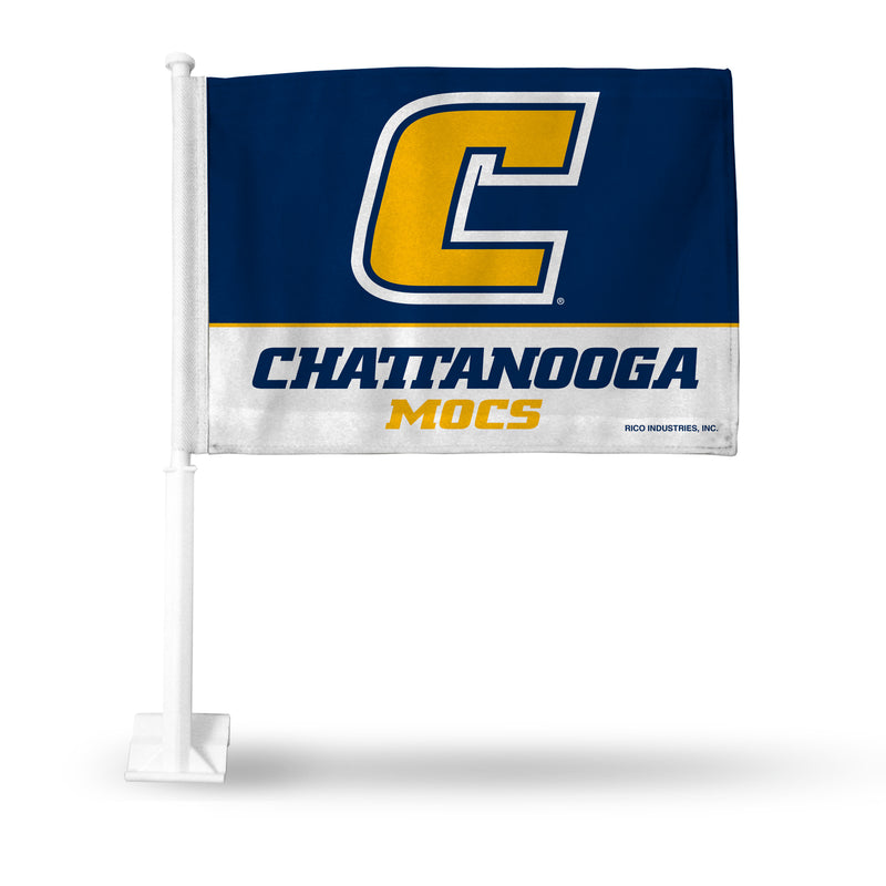 NCAA Tennessee-Chattanooga Mocs Double Sided Car Flag -  16" x 19" - Strong Pole that Hooks Onto Car/Truck/Automobile By Rico Industries