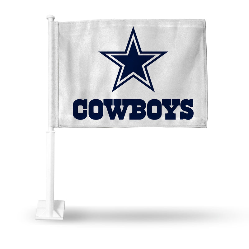 NFL Dallas Cowboys Double Sided Car Flag -  16" x 19" - Strong Pole that Hooks Onto Car/Truck/Automobile By Rico Industries