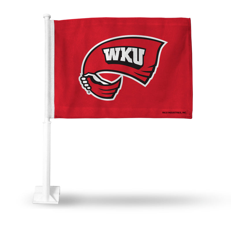 NCAA Western Kentucky Hilltoppers Double Sided Car Flag -  16" x 19" - Strong Pole that Hooks Onto Car/Truck/Automobile By Rico Industries