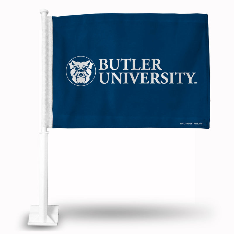 NCAA Butler Bulldogs Double Sided Car Flag -  16" x 19" - Strong Pole that Hooks Onto Car/Truck/Automobile By Rico Industries