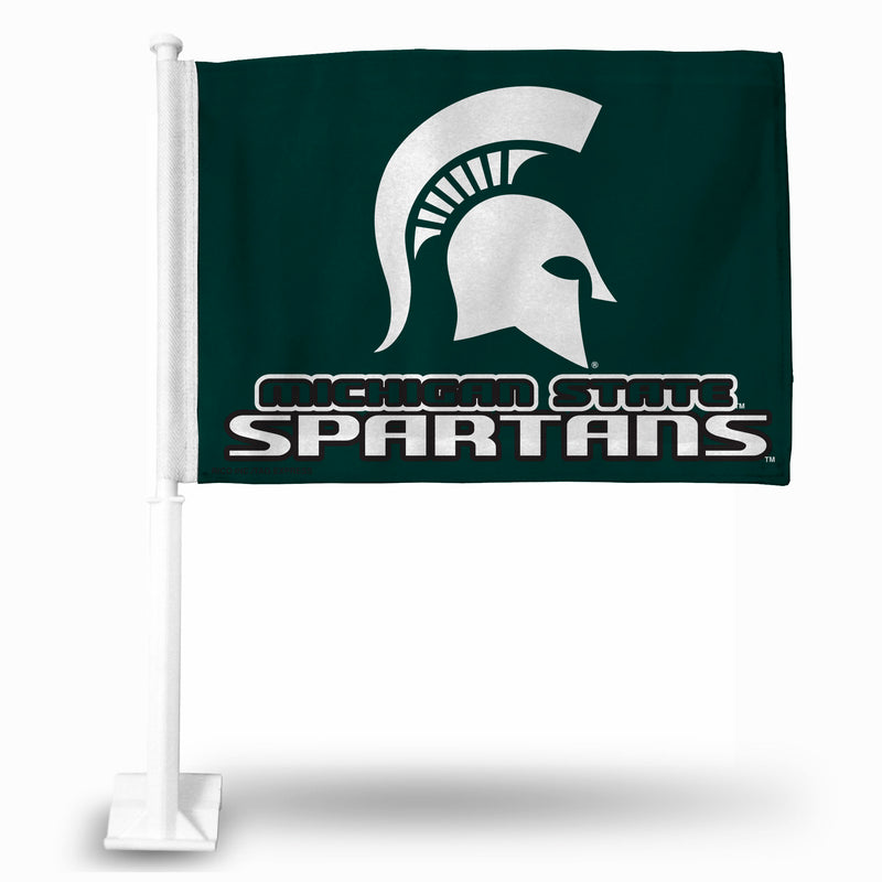 NCAA Michigan State Spartans Double Sided Car Flag -  16" x 19" - Strong Pole that Hooks Onto Car/Truck/Automobile By Rico Industries