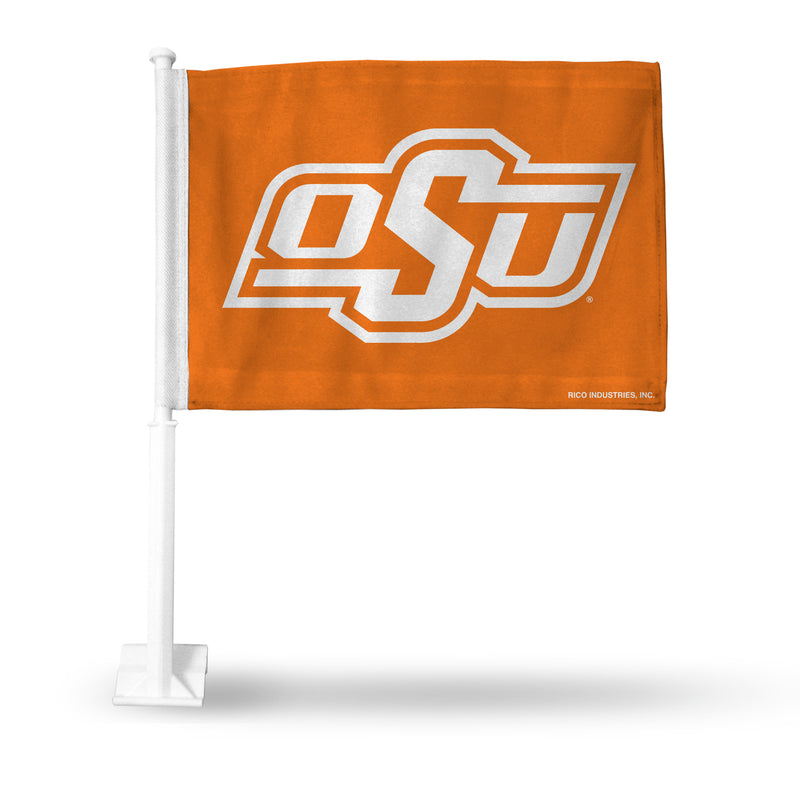 NCAA Oklahoma State Cowboys Double Sided Car Flag -  16" x 19" - Strong Pole that Hooks Onto Car/Truck/Automobile By Rico Industries