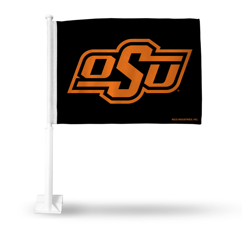 NCAA Oklahoma State Cowboys Double Sided Car Flag -  16" x 19" - Strong Pole that Hooks Onto Car/Truck/Automobile By Rico Industries