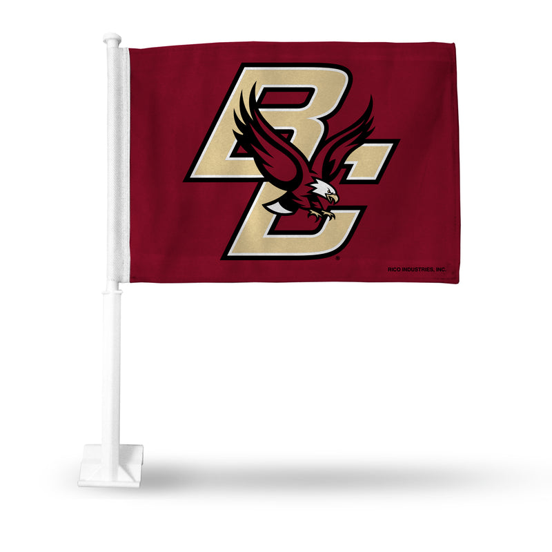 NCAA Boston College Eagles Double Sided Car Flag -  16" x 19" - Strong Pole that Hooks Onto Car/Truck/Automobile By Rico Industries
