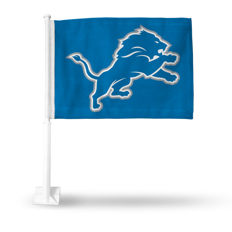 NFL Detroit Lions Double Sided Car Flag -  16" x 19" - Strong Pole that Hooks Onto Car/Truck/Automobile By Rico Industries