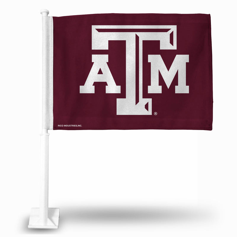 NCAA Texas A&M Aggies Double Sided Car Flag -  16" x 19" - Strong Pole that Hooks Onto Car/Truck/Automobile By Rico Industries