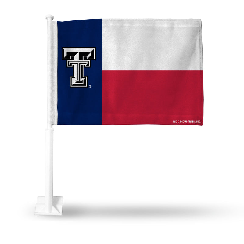 NCAA Texas Tech Red Raiders Double Sided Car Flag -  16" x 19" - Strong Pole that Hooks Onto Car/Truck/Automobile By Rico Industries