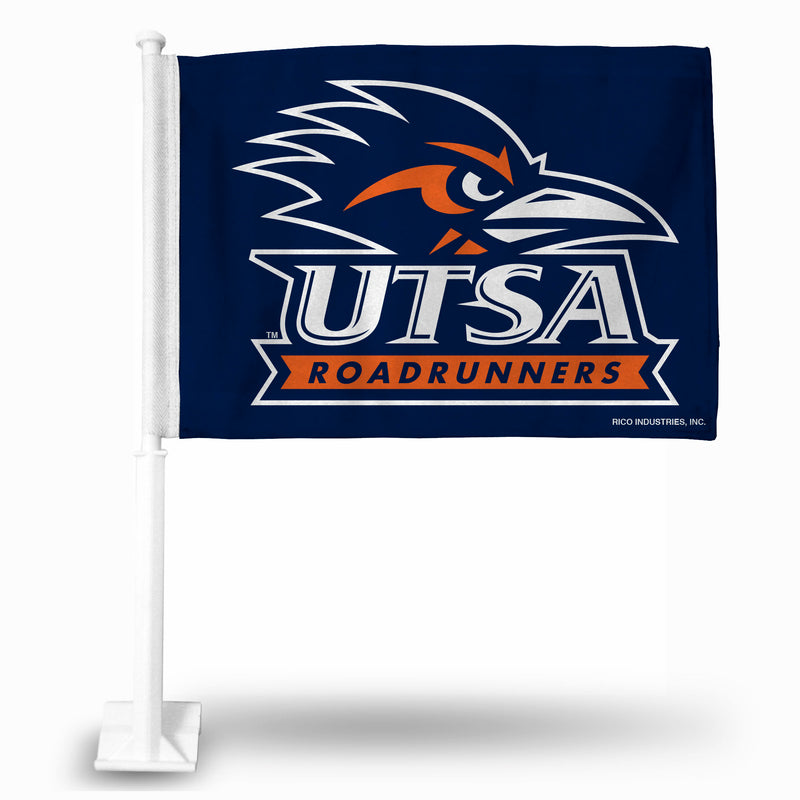 NCAA Texas-San Antonio Roadrunners Double Sided Car Flag -  16" x 19" - Strong Pole that Hooks Onto Car/Truck/Automobile By Rico Industries