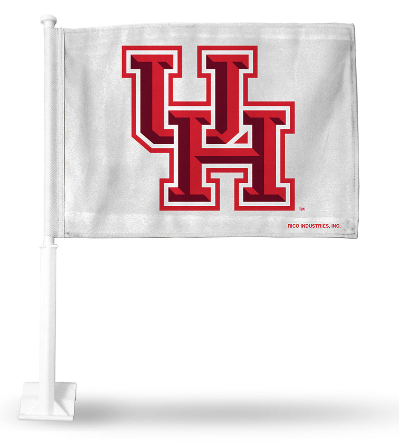 NCAA Houston Cougars Double Sided Car Flag -  16" x 19" - Strong Pole that Hooks Onto Car/Truck/Automobile By Rico Industries