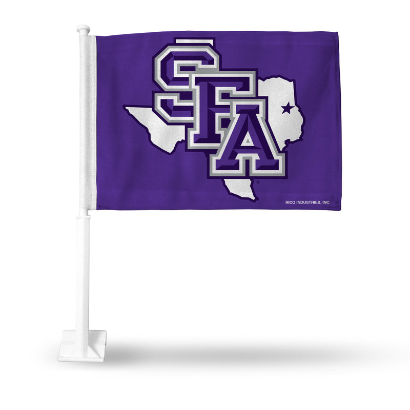 NCAA Stephen F. Austin Lumberjacks Double Sided Car Flag -  16" x 19" - Strong Pole that Hooks Onto Car/Truck/Automobile By Rico Industries