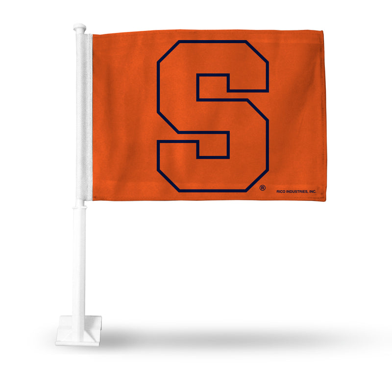 NCAA Syracuse Orange Double Sided Car Flag -  16" x 19" - Strong Pole that Hooks Onto Car/Truck/Automobile By Rico Industries