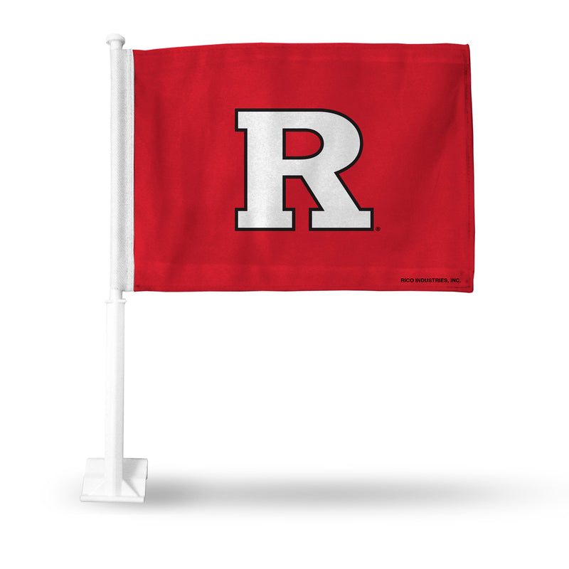 NCAA Rutgers Scarlet Knights Double Sided Car Flag -  16" x 19" - Strong Pole that Hooks Onto Car/Truck/Automobile By Rico Industries