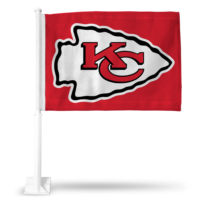 NFL Kansas City Chiefs Double Sided Car Flag -  16" x 19" - Strong Pole that Hooks Onto Car/Truck/Automobile By Rico Industries