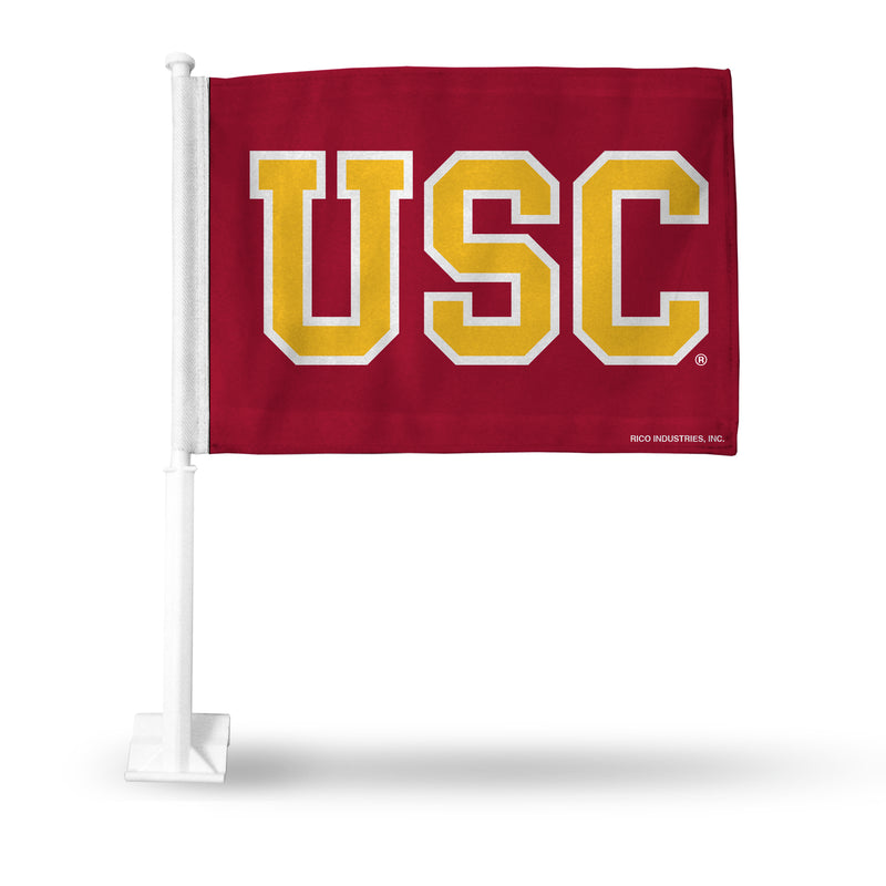 NCAA Southern California Trojans Double Sided Car Flag -  16" x 19" - Strong Pole that Hooks Onto Car/Truck/Automobile By Rico Industries