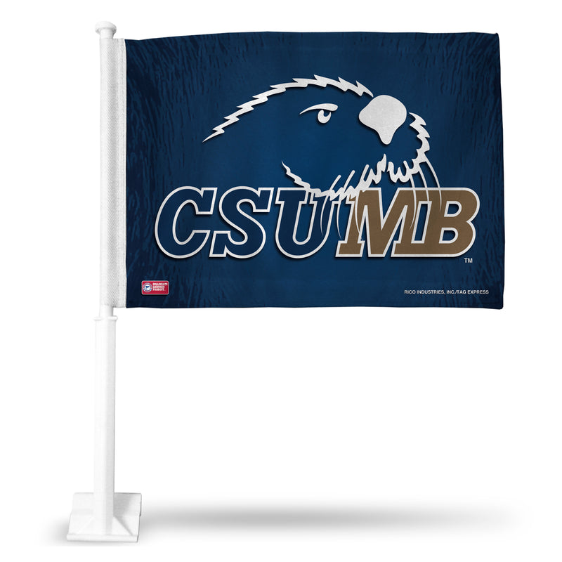NCAA Cal State-Monterey Bay Otters Double Sided Car Flag -  16" x 19" - Strong Pole that Hooks Onto Car/Truck/Automobile By Rico Industries