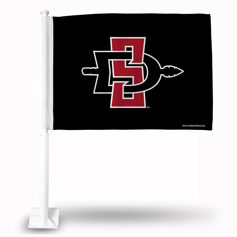 NCAA San Diego State Aztecs Double Sided Car Flag -  16" x 19" - Strong Pole that Hooks Onto Car/Truck/Automobile By Rico Industries