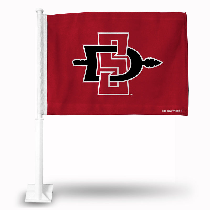 NCAA San Diego State Aztecs Double Sided Car Flag -  16" x 19" - Strong Pole that Hooks Onto Car/Truck/Automobile By Rico Industries