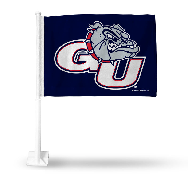 NCAA Gonzaga Bulldogs Double Sided Car Flag -  16" x 19" - Strong Pole that Hooks Onto Car/Truck/Automobile By Rico Industries