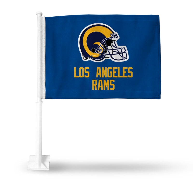 NFL Los Angeles Rams "Retro Design" Double Sided Car Flag -  16" x 19" - Strong Pole that Hooks Onto Car/Truck/Automobile By Rico Industries
