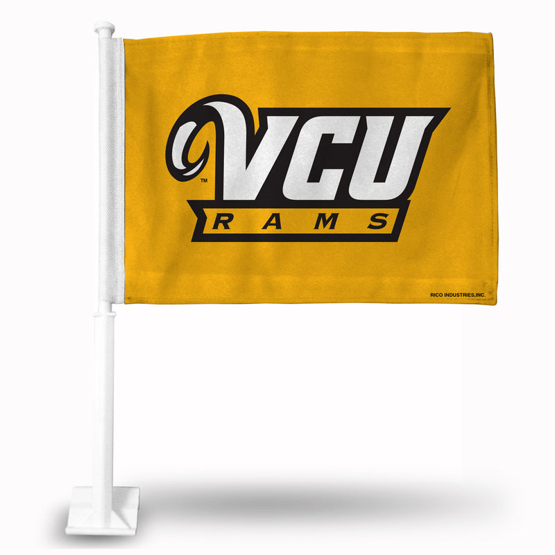 NCAA Virginia Commonwealth Rams Double Sided Car Flag -  16" x 19" - Strong Pole that Hooks Onto Car/Truck/Automobile By Rico Industries